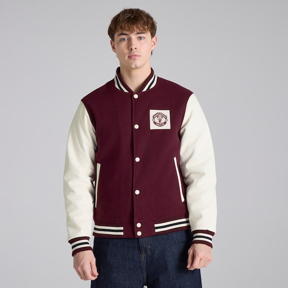 Manchester United Theatre of Dreams Baseball Jacket Burgundy Red