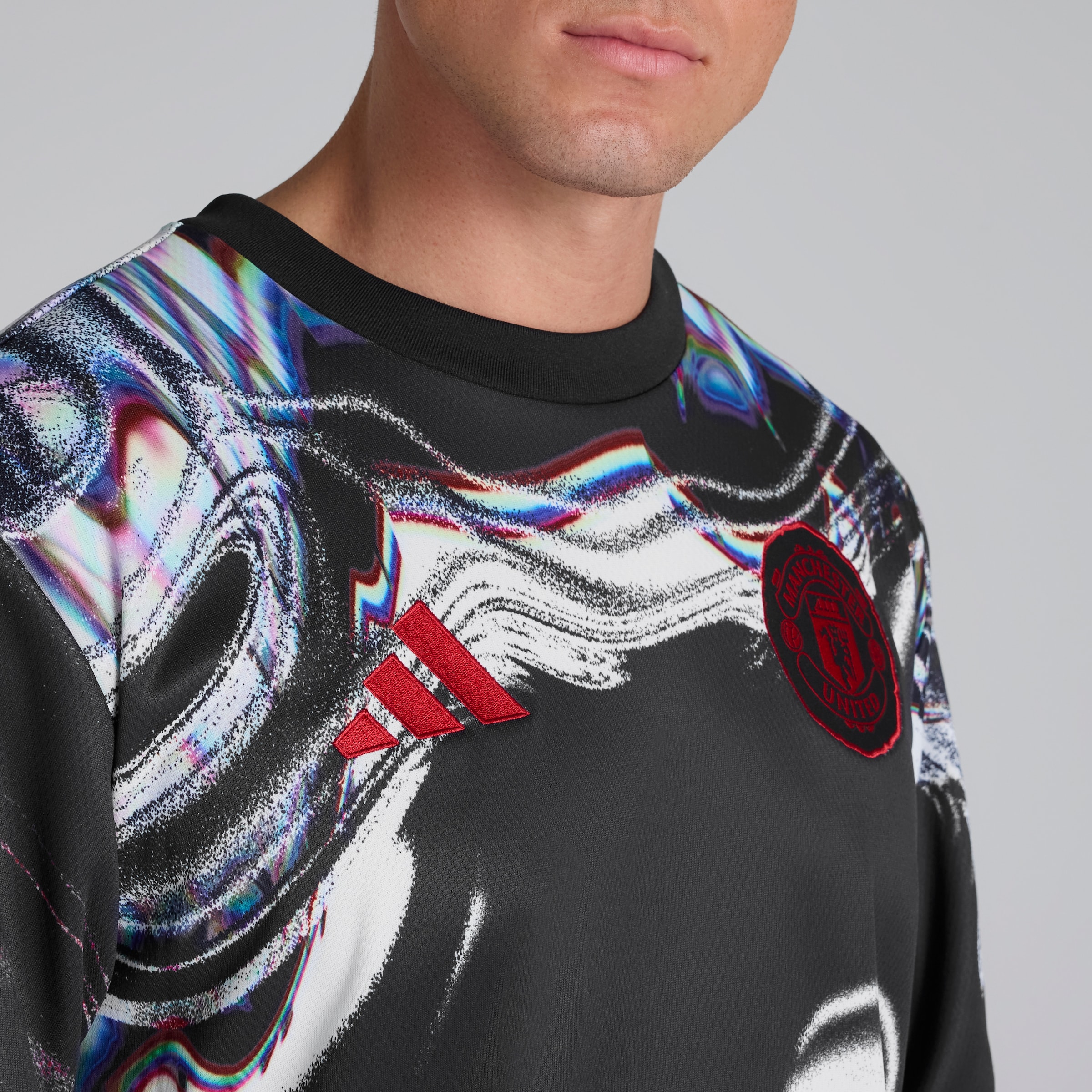 Manchester United 25/26 Pre Match Warm Top Black Detail [5-6]