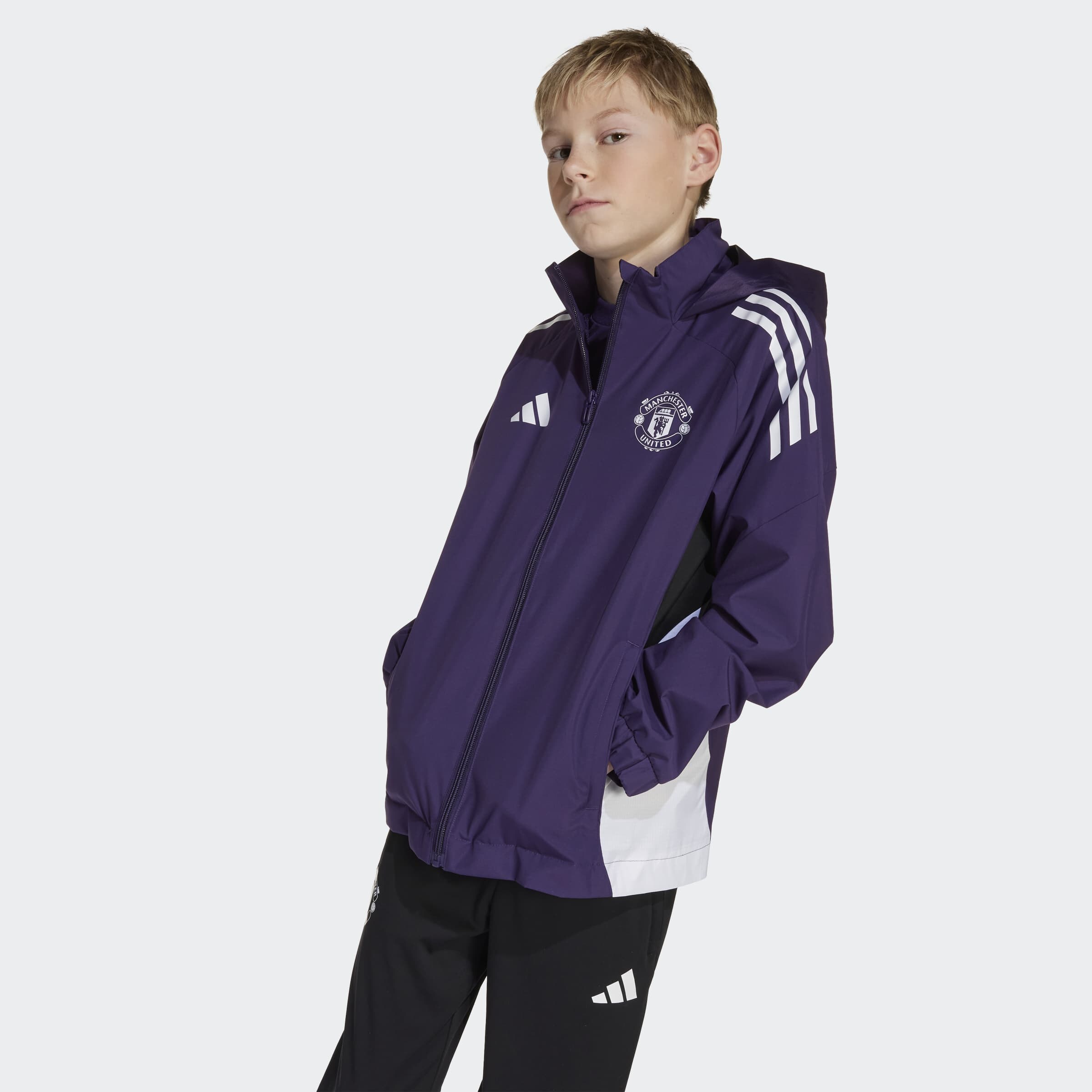 Manchester United Tiro 25 Competition All-Weather Jacket Kids Violet Détail [3-9]