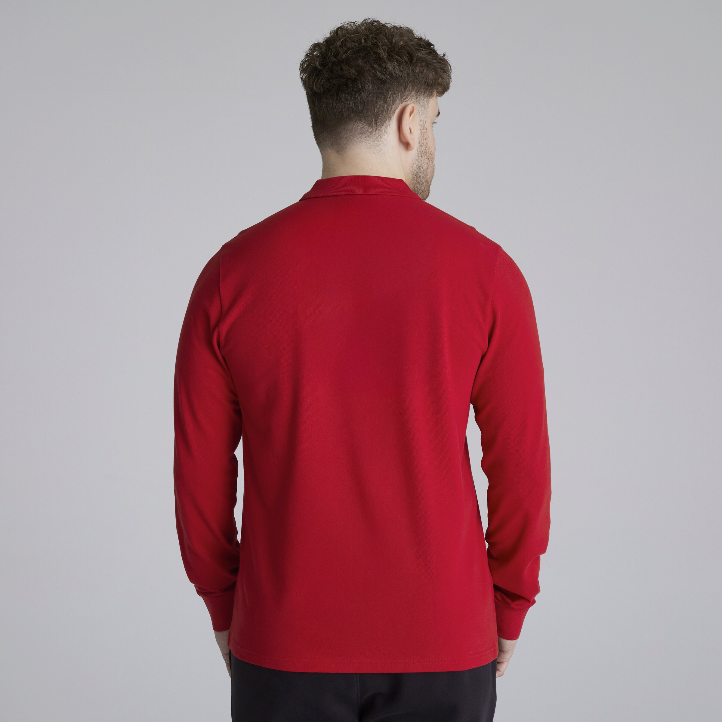 Manchester United Devil Essentials Long Sleeve Polo Shirt Red Red Detail [2-4]