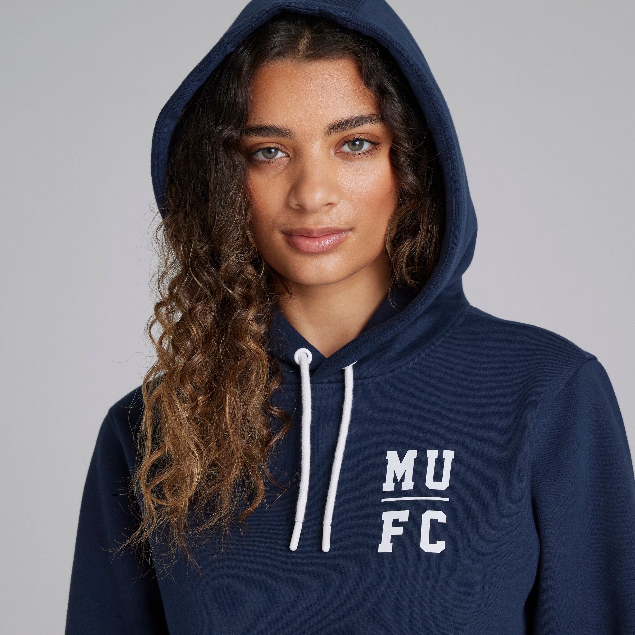 Manchester United Womens Varsity Back Print Overhead Hoodie Navy Navy blue Detail [5-5]