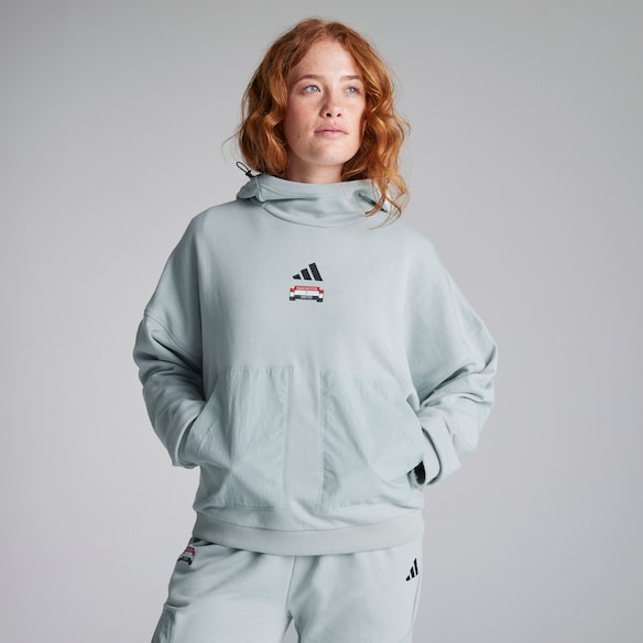 Manchester United x adidas Womens City Escape Hoodie Grey Grey