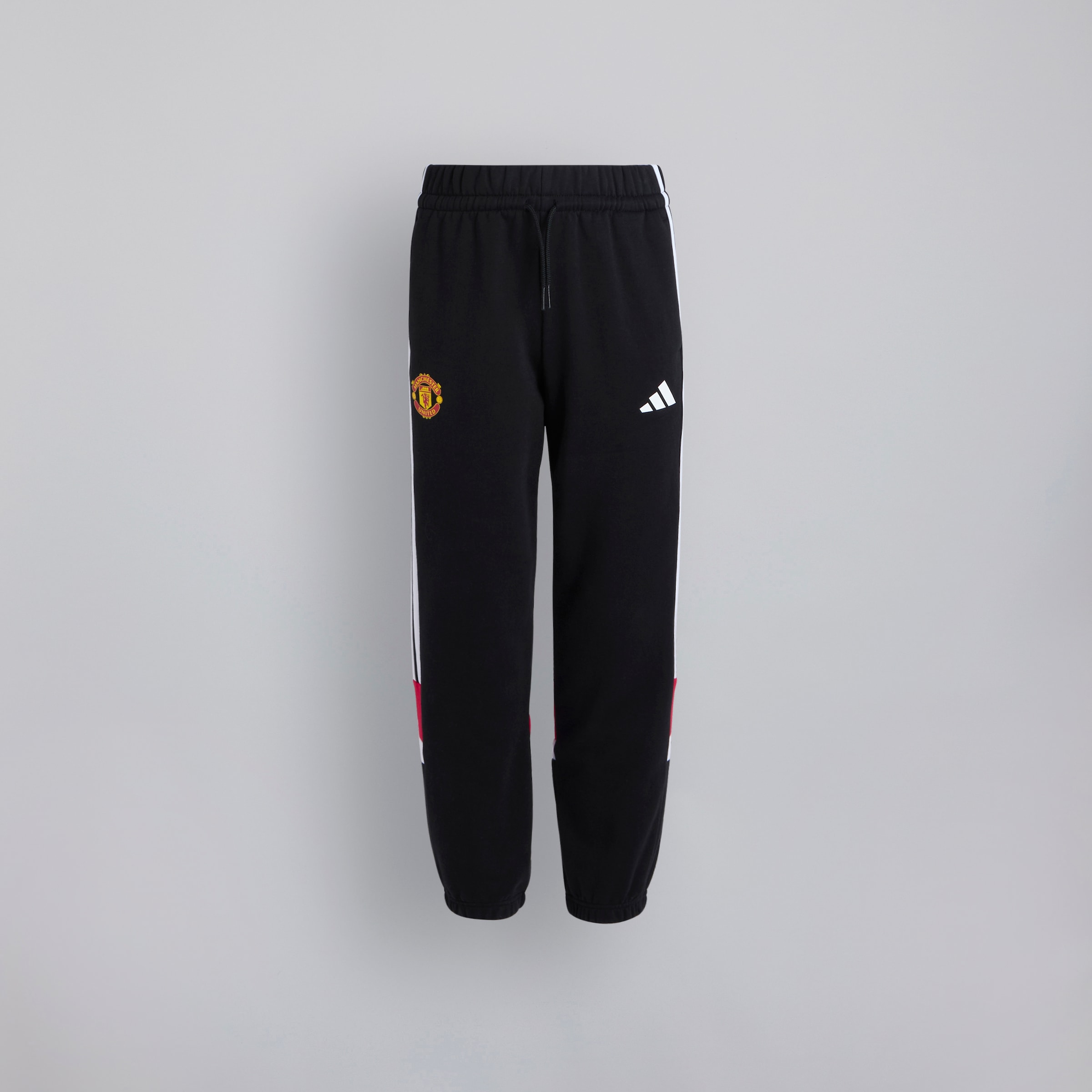 Manchester United x adidas Kids Essentials Tiberio 3-Stripes Fleece Joggers Black/Red Black