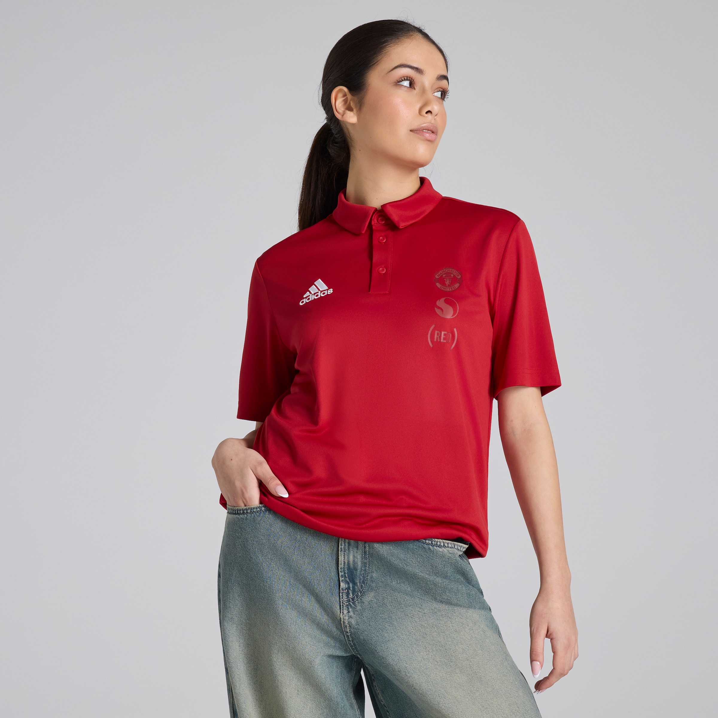 Manchester United x adidas RED4LIFE Polo Red Red Detail [6-8]