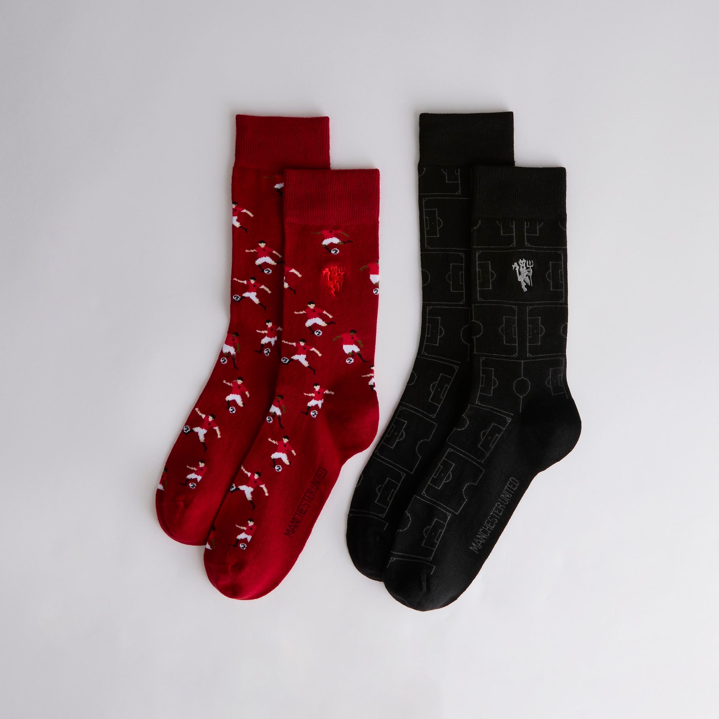 Manchester United Player and Pitch 2 Pack Sock Set Multi 다색 세부 사항 [1-4]