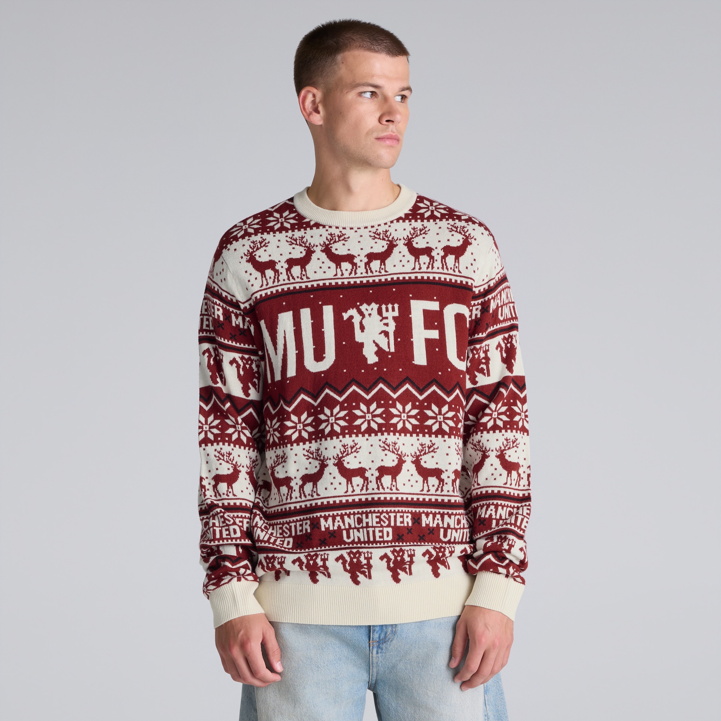 Manchester United Fairisle Christmas Jumper Red Multi