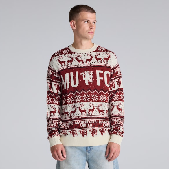 Manchester United Fairisle Christmas Jumper Red Multi