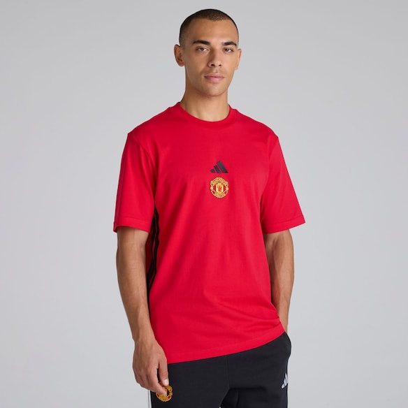 Manchester United x adidas Essentials 3-Stripes T-Shirt Red Red