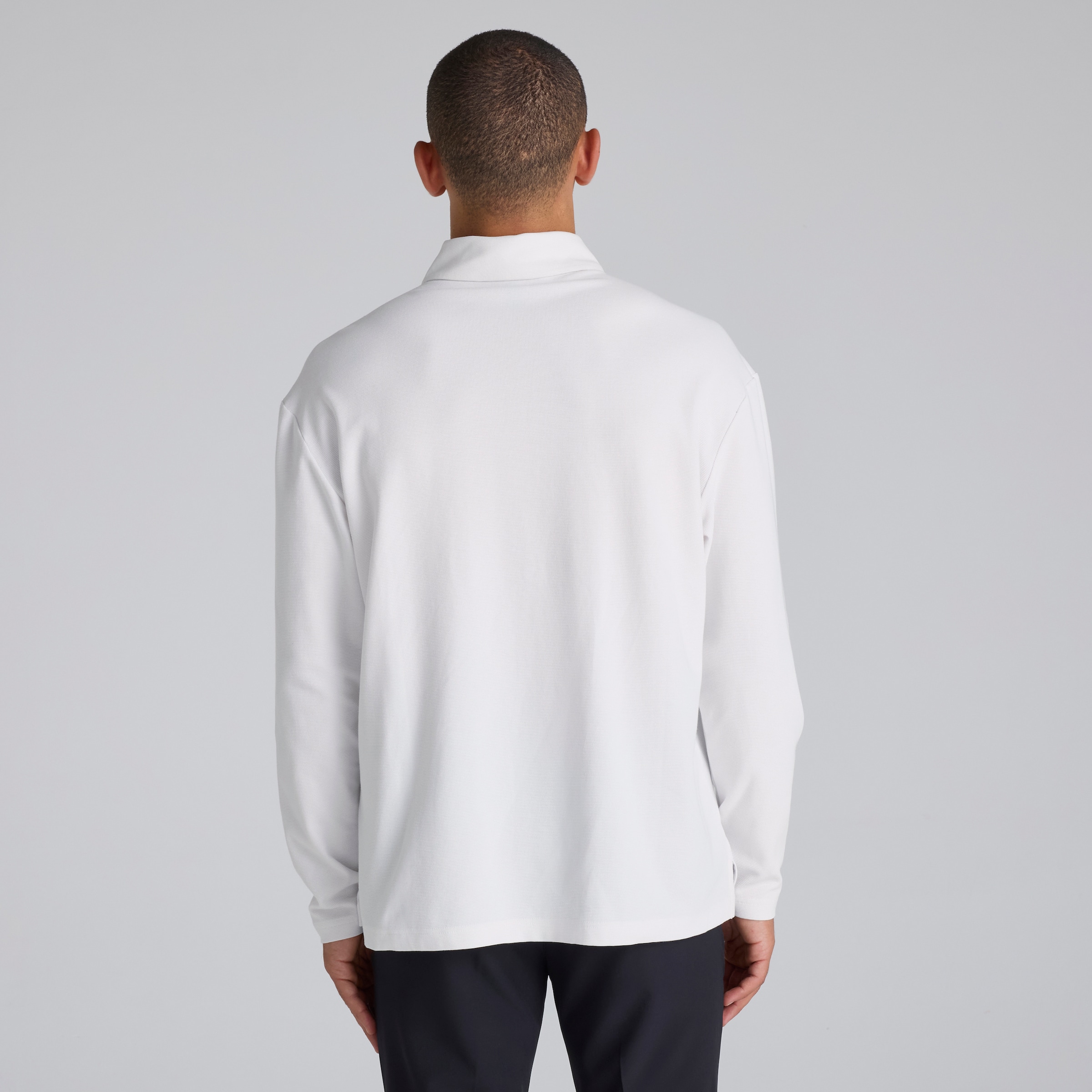 Manchester United x adidas Golf Beyond Long Sleeve Loose Polo Shirt White White Detail [2-5]