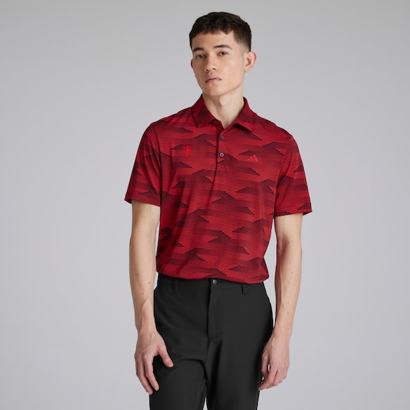 Manchester United x adidas Golf Ultimate365 Speed Stripe Polo Shirt Red Red