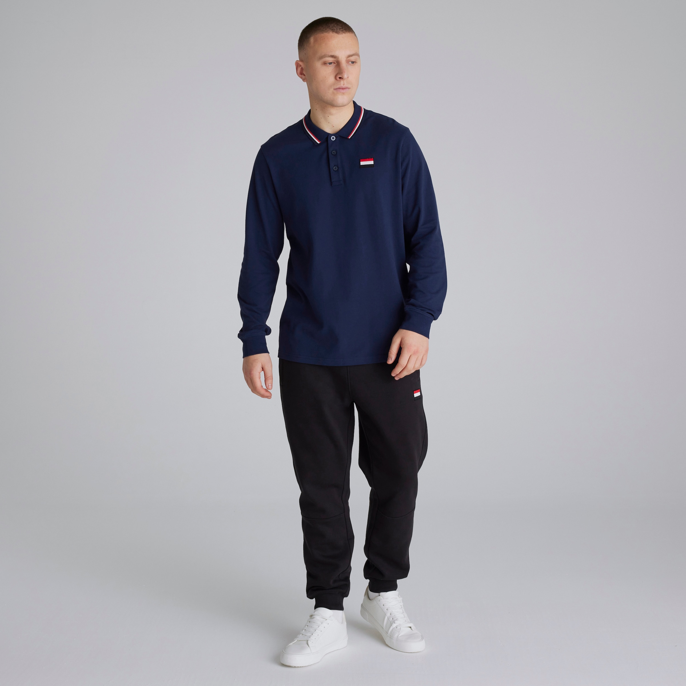 Manchester United Long Sleeve Polo Shirt Navy Navy blue Detail [3-5]