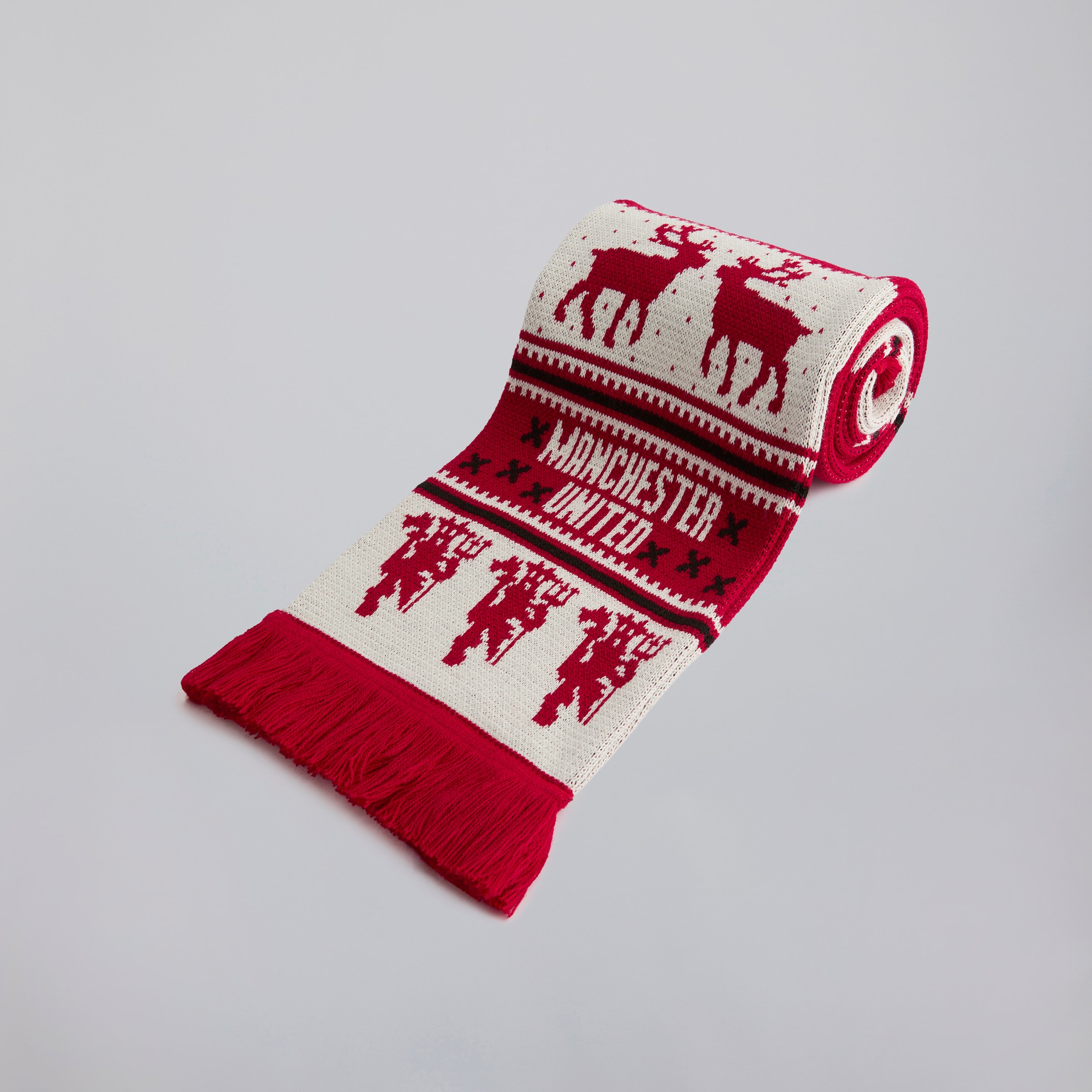 Manchester United Fairisle Christmas Scarf Multi Multi Detail [4-4]