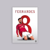 Manchester United Bruno Fernandes Illustrated A2 Poster White