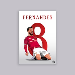 Manchester United Bruno Fernandes Illustrated A2 Poster White