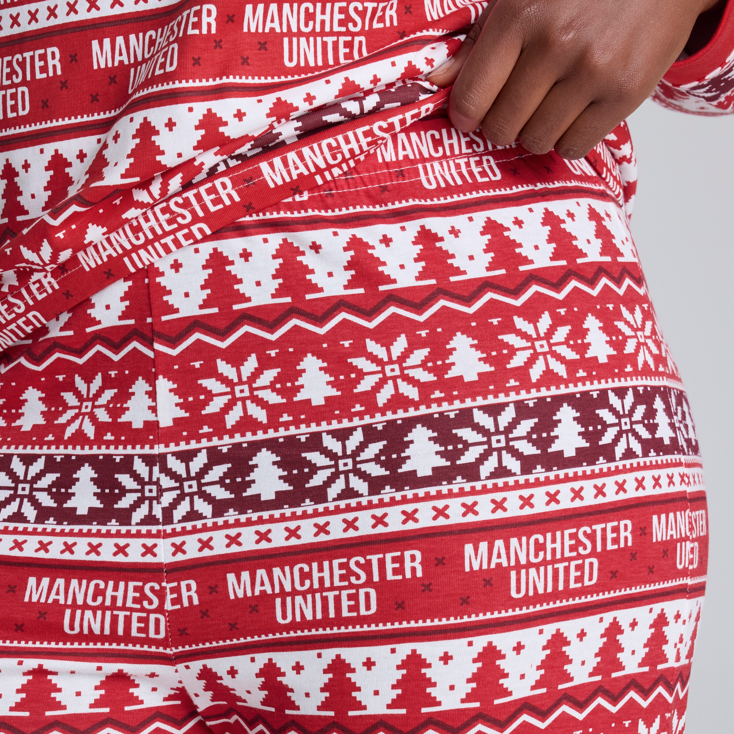 Manchester United Womens Christmas Fairisle Pyjama Red Red Detail [6-6]