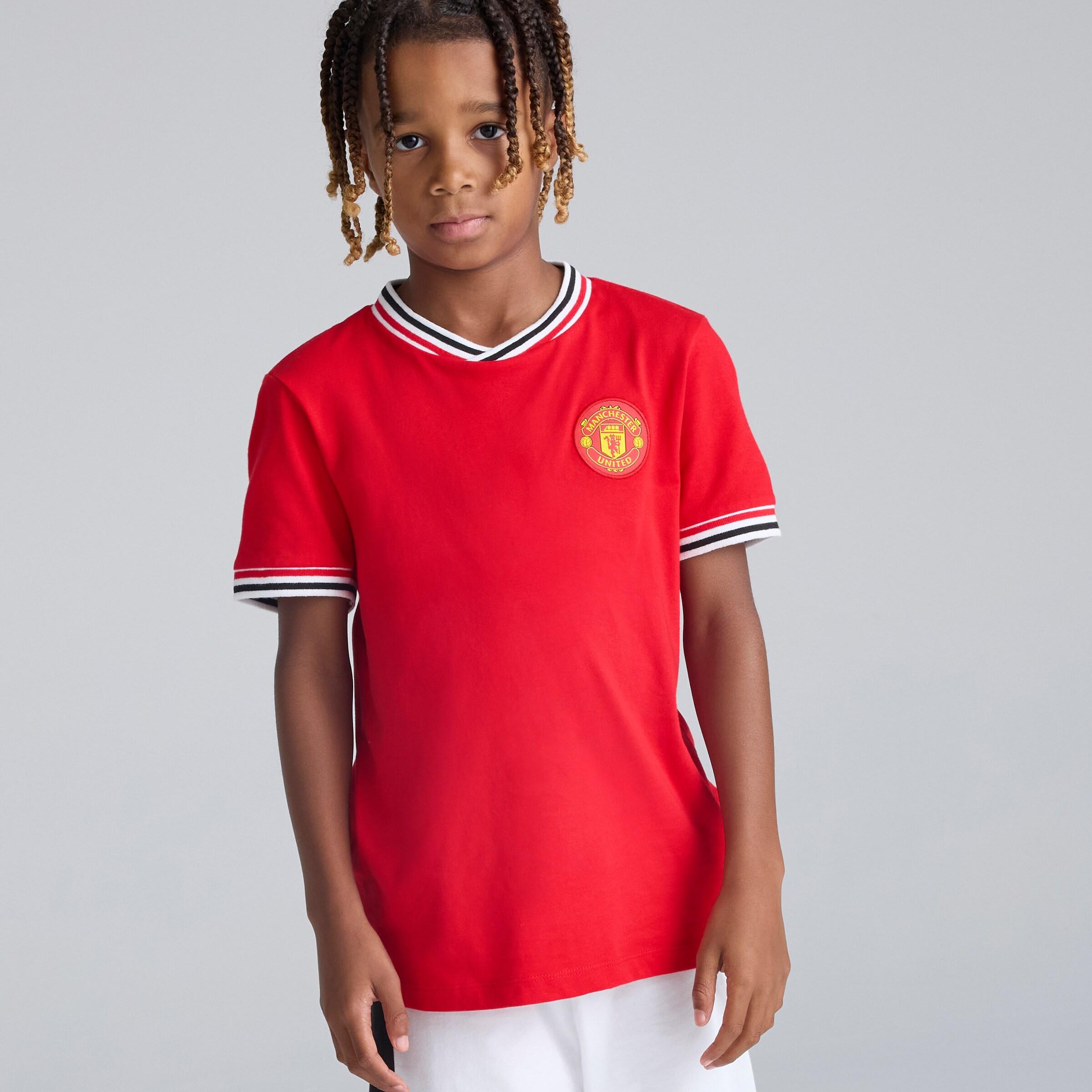 Manchester United Boys Pyjama Top & Shorts Set Red Red Detail [3-6]