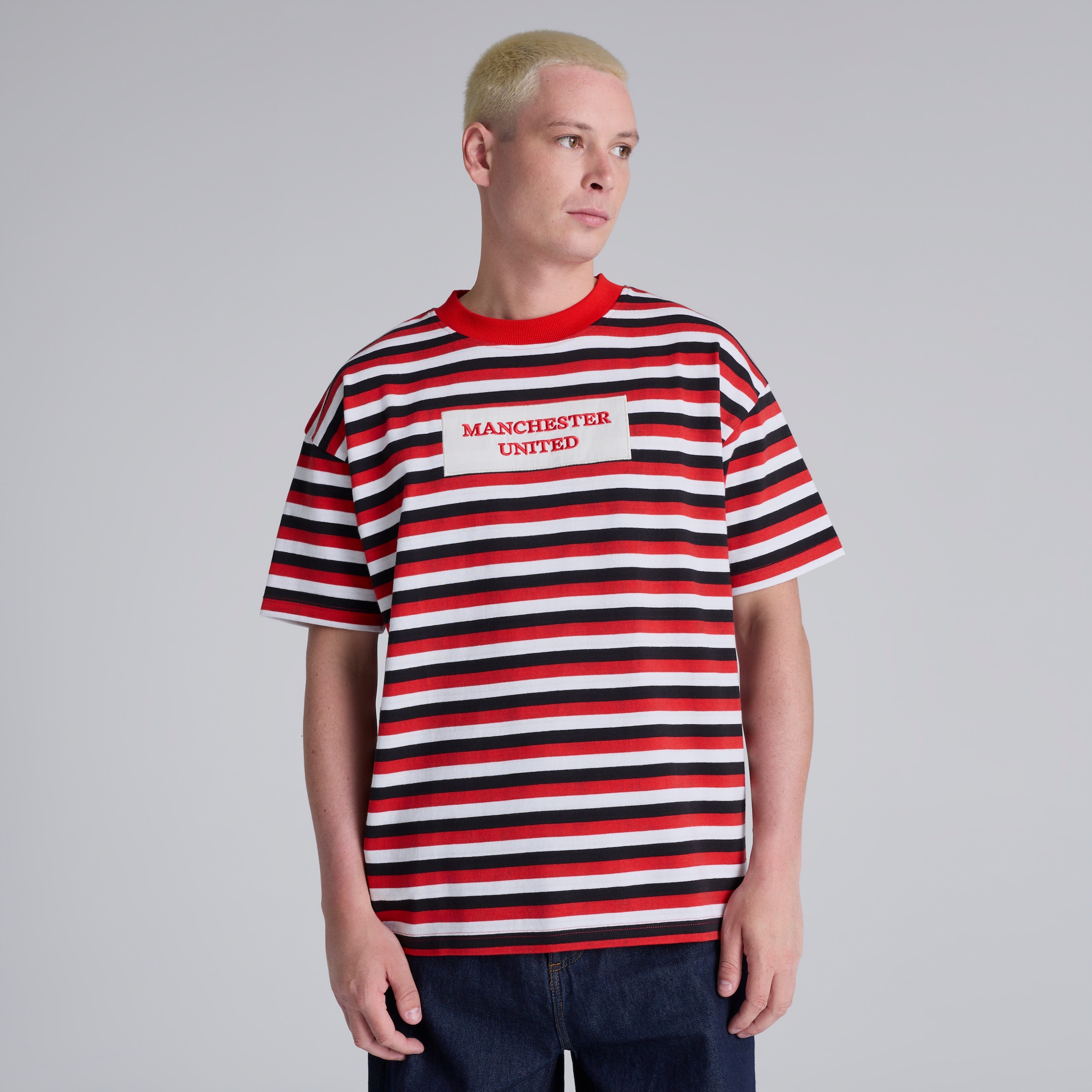 Manchester United Club Colours Stripe T-Shirt Red Rouge