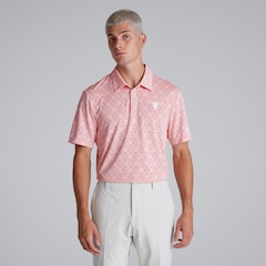 Manchester United x adidas Mens Golf Ultimate365 Tour HEAT.RDY Polo Shirt Pink