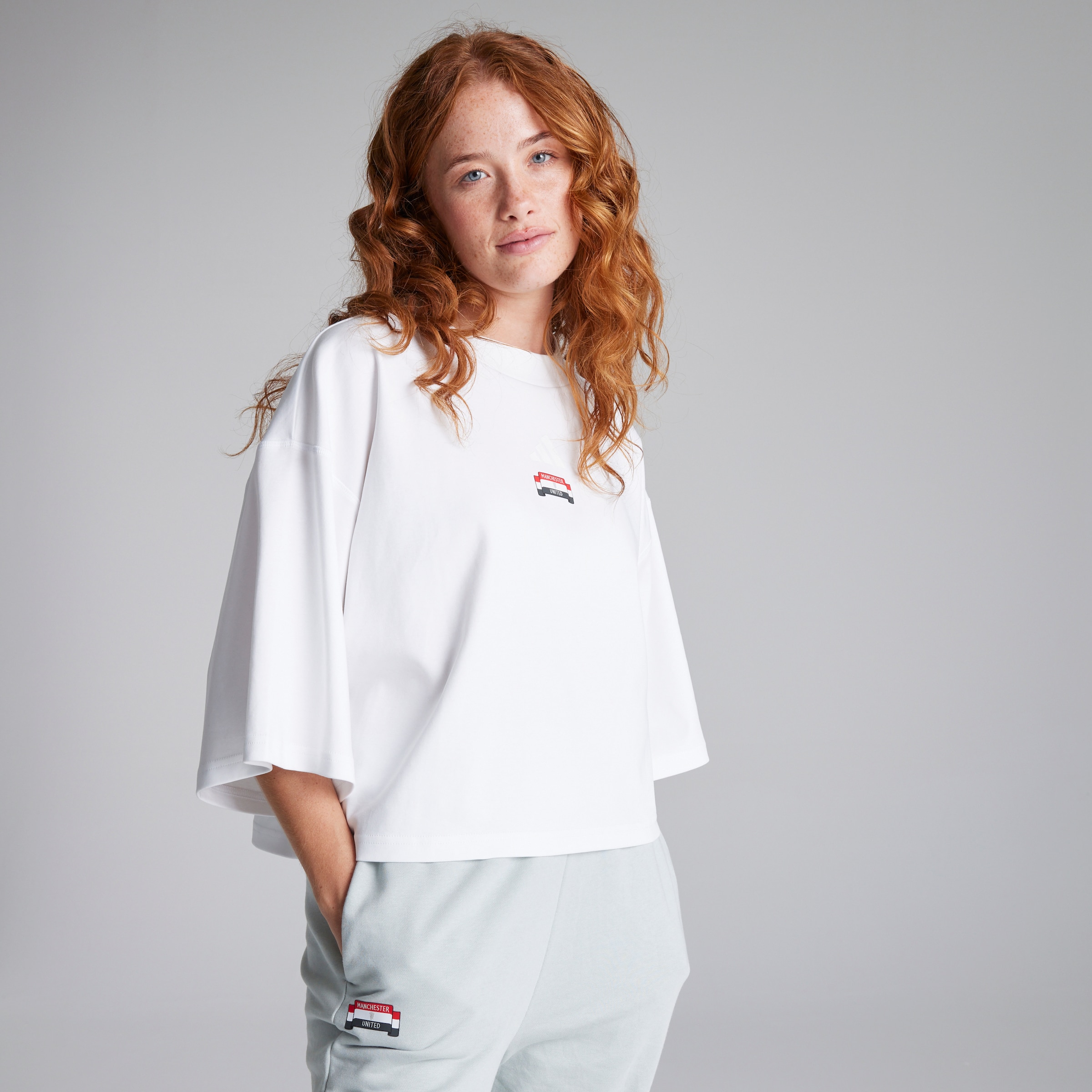 Manchester United x adidas Womens City Escape Loose Fit T-shirt White White