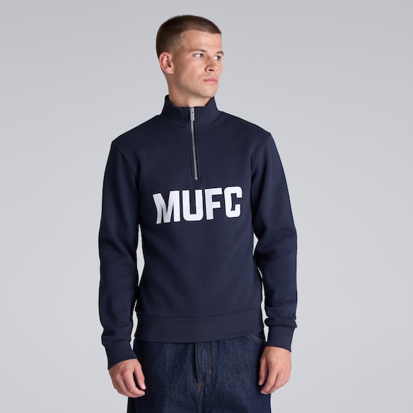 Manchester United MUFC Quarter Zip Sweatshirt Navy Navy blue