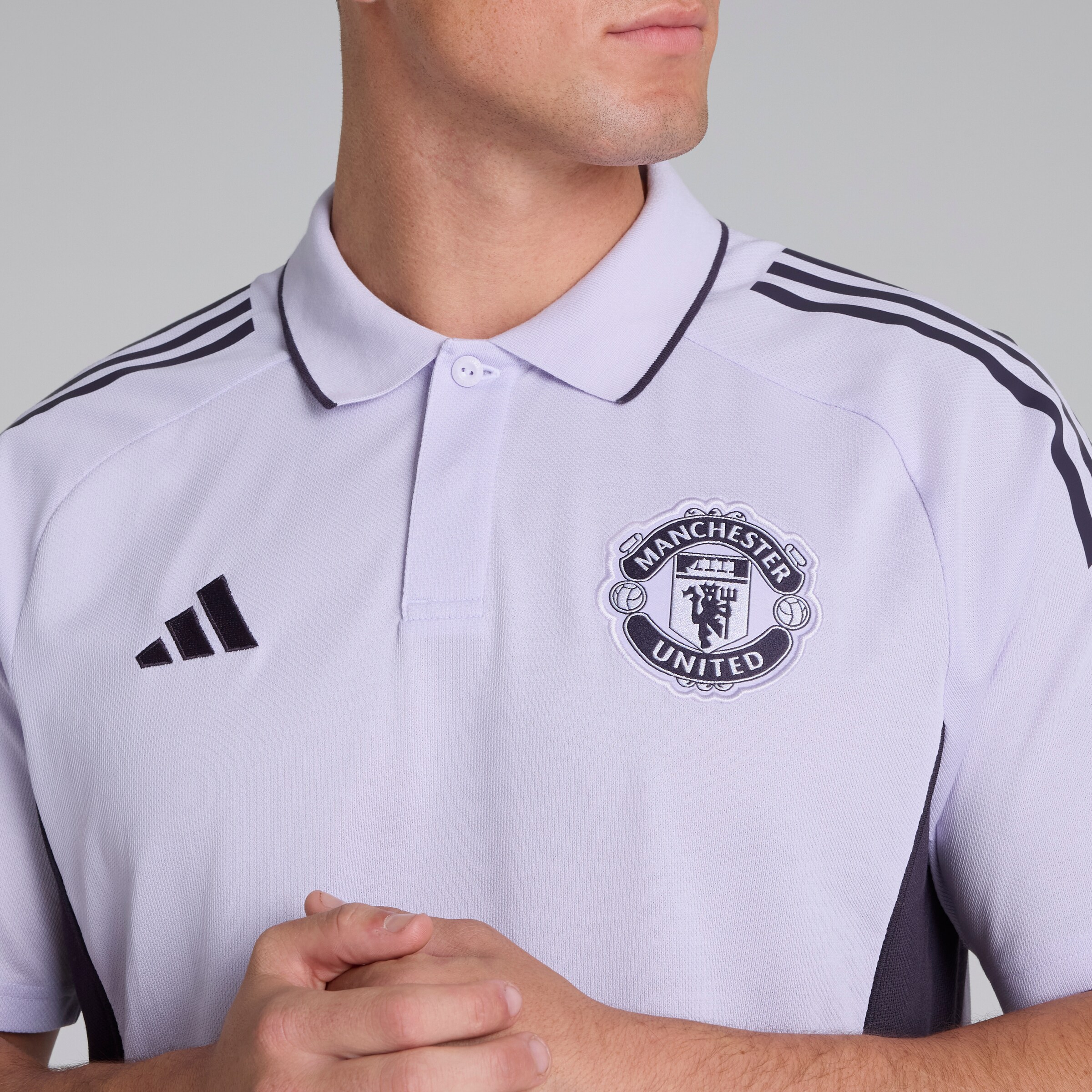 Manchester United Tiro 25 Competition Polo Shirt Purple Detail [4-5]