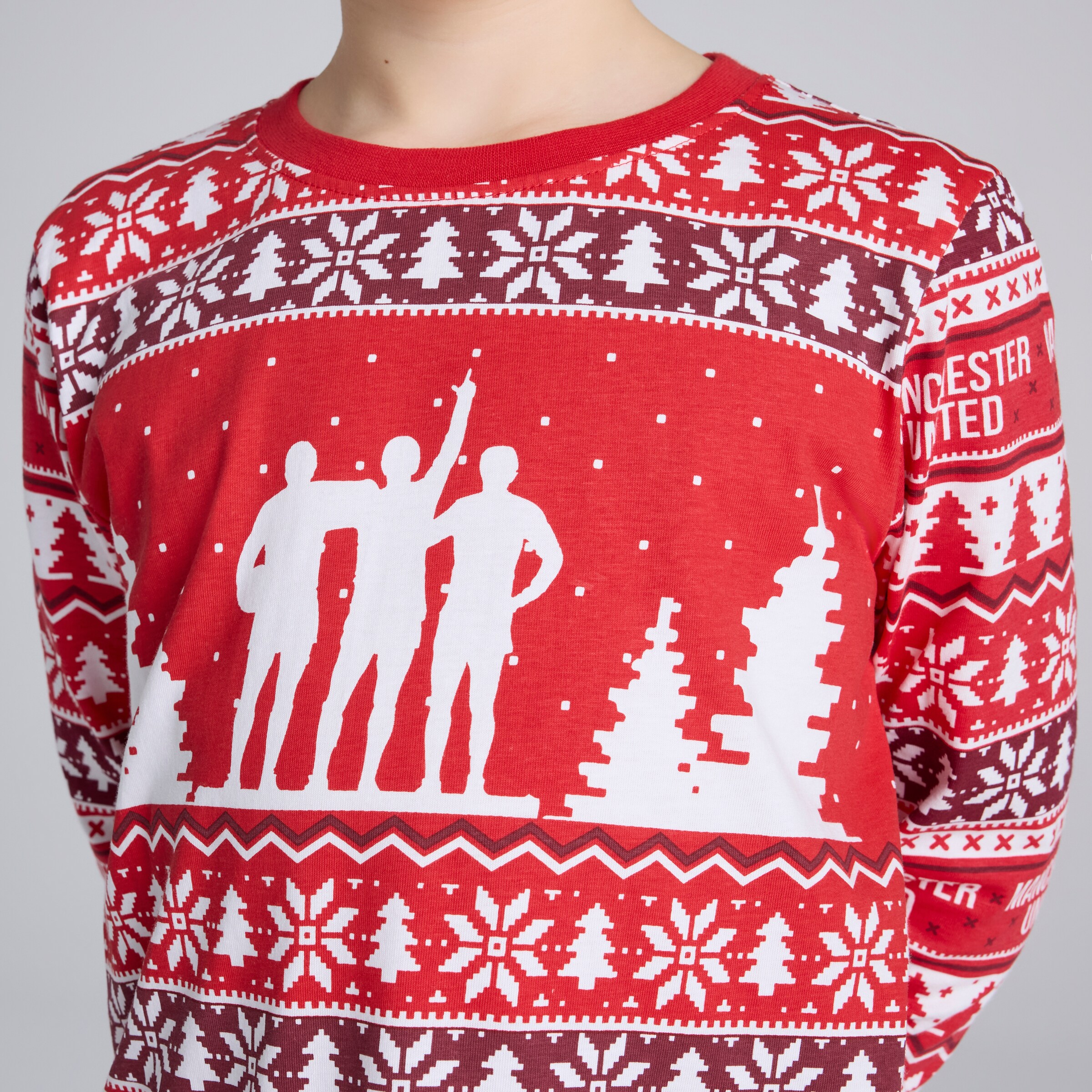 Manchester United Kids Christmas Fairisle Pyjama Red Red Detail [5-5]