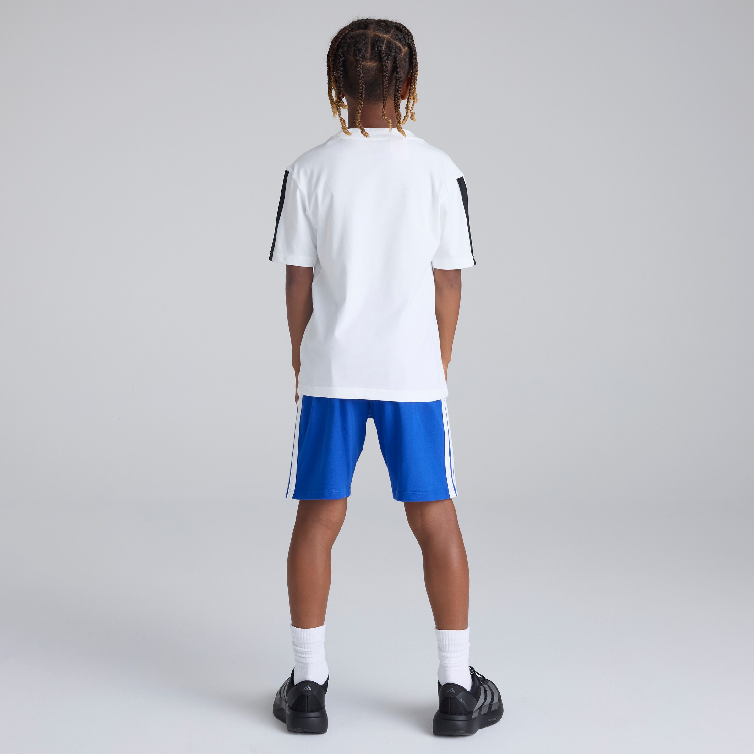 Manchester United x adidas Kids Essentials 3-Stripes Shorts Blue Blue Detail [3-5]