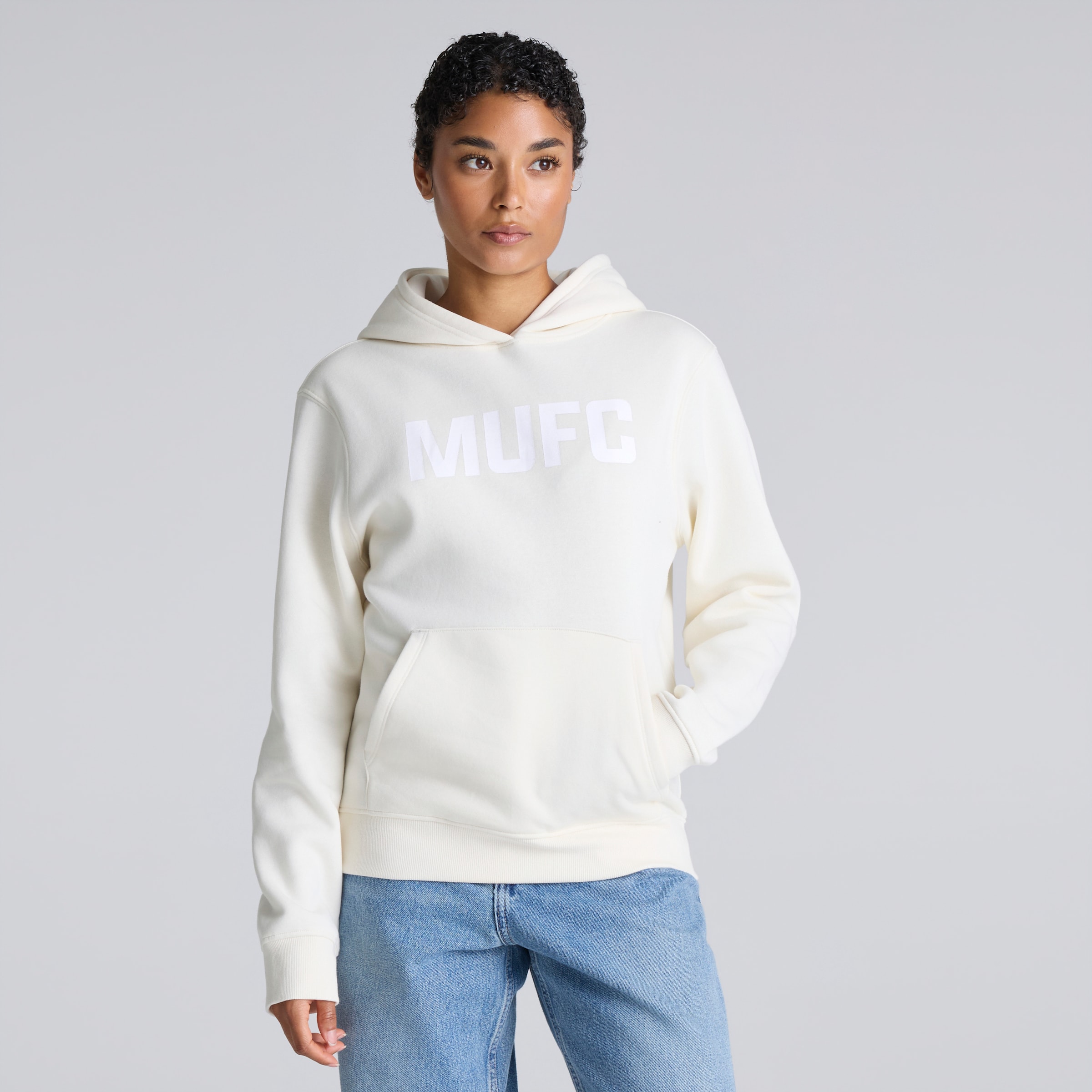 Manchester United MUFC Womens Hoodie Cream Beige