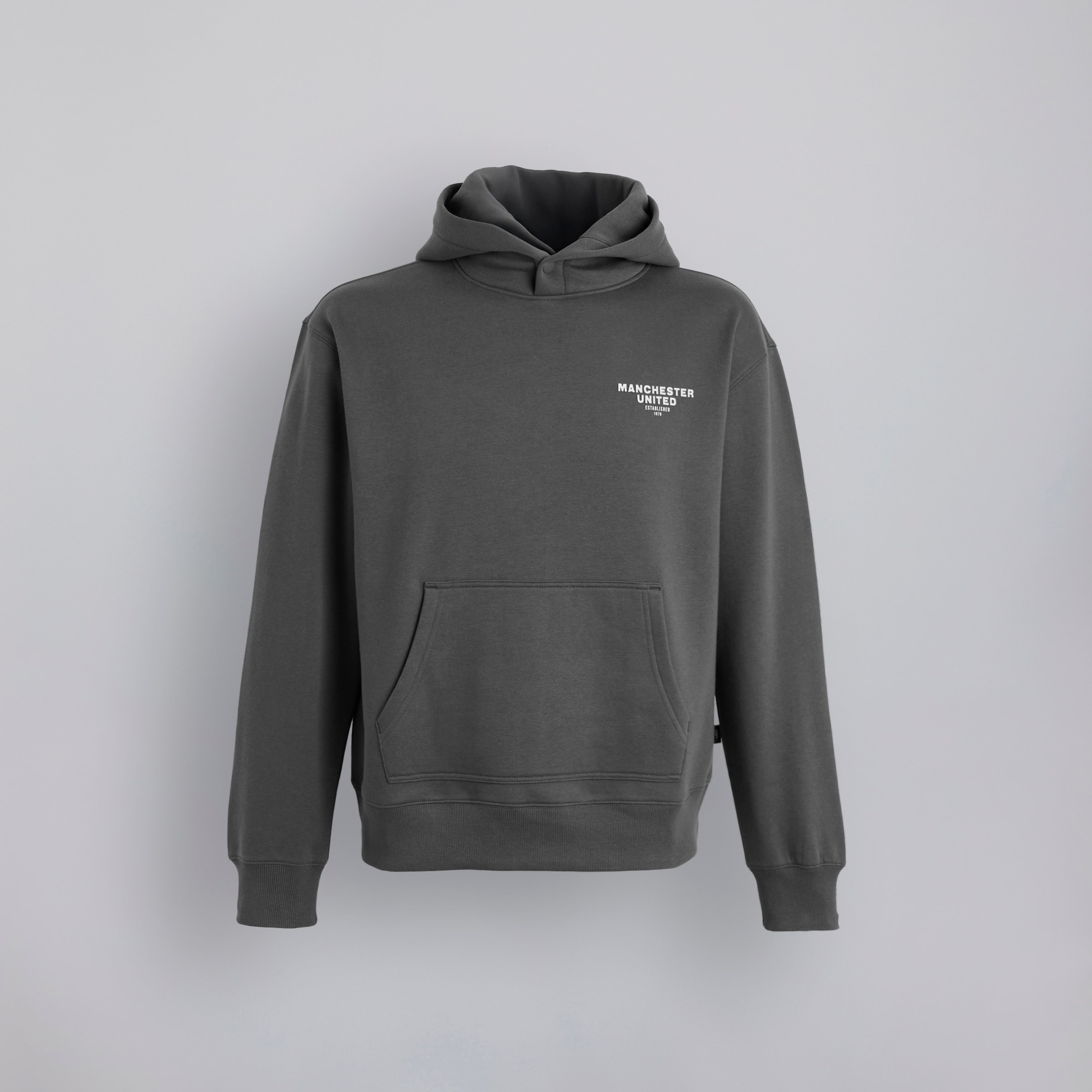 Manchester United Womens Back Print Overhead Hoodie Slate Grey Detail [6-7]