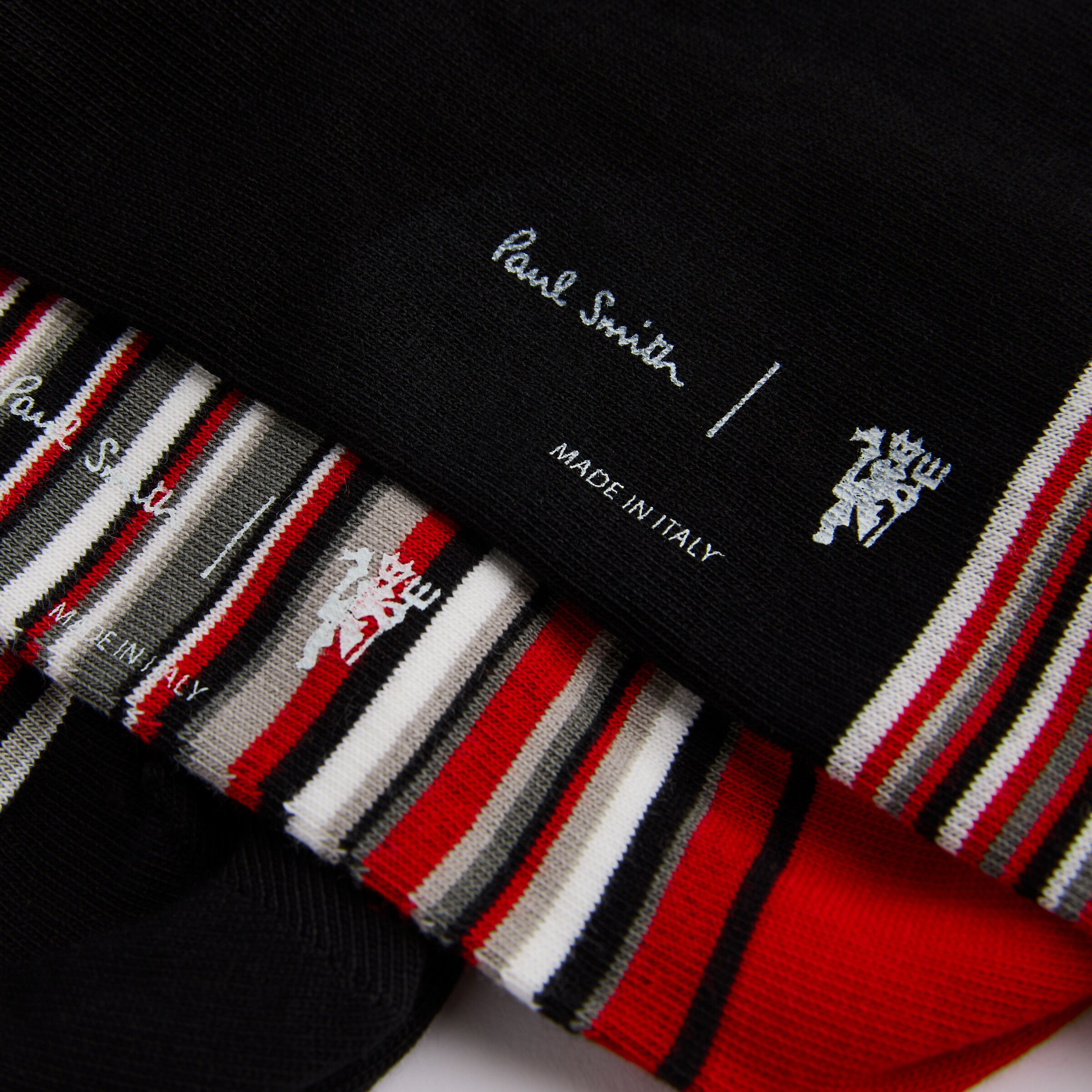 Manchester United x Paul Smith 3 Pack Socks Black & Multi Noir Détail [5-6]