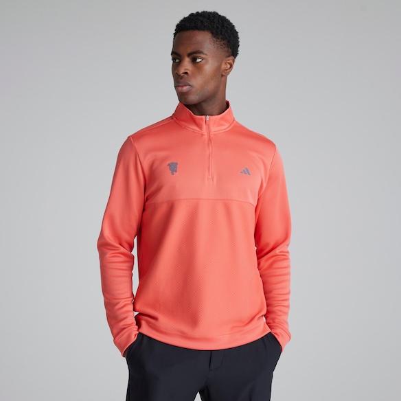 Manchester United x adidas Golf Ultimate365 Textured 1/4 Zip Red Red