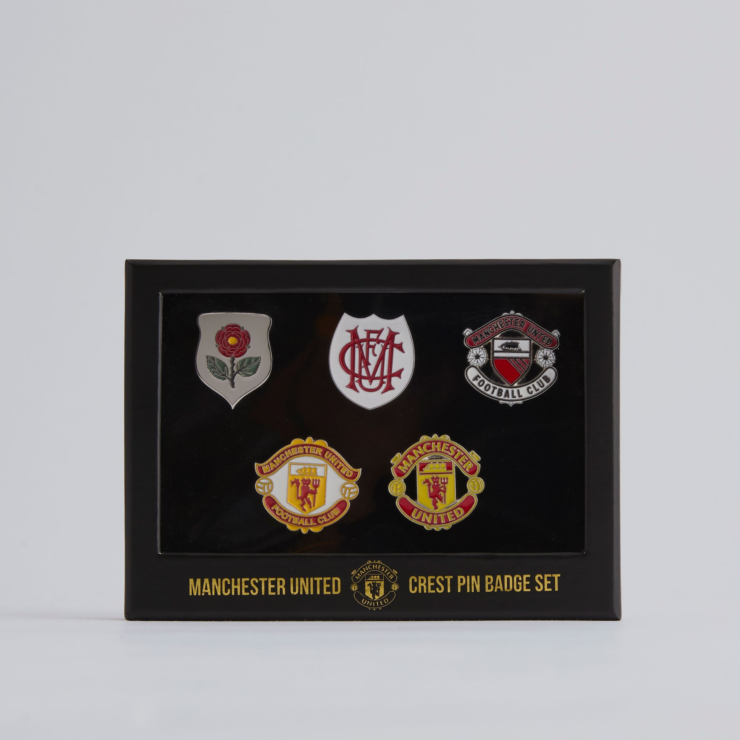 Manchester United Crest History Pin Badge Set Noir