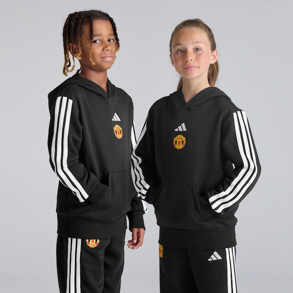 Manchester United x adidas Kids Essentials 3-Stripes Hoodie Black Black