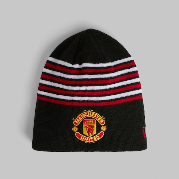 Manchester United x New Era Stripe Skull Beanie Black Black
