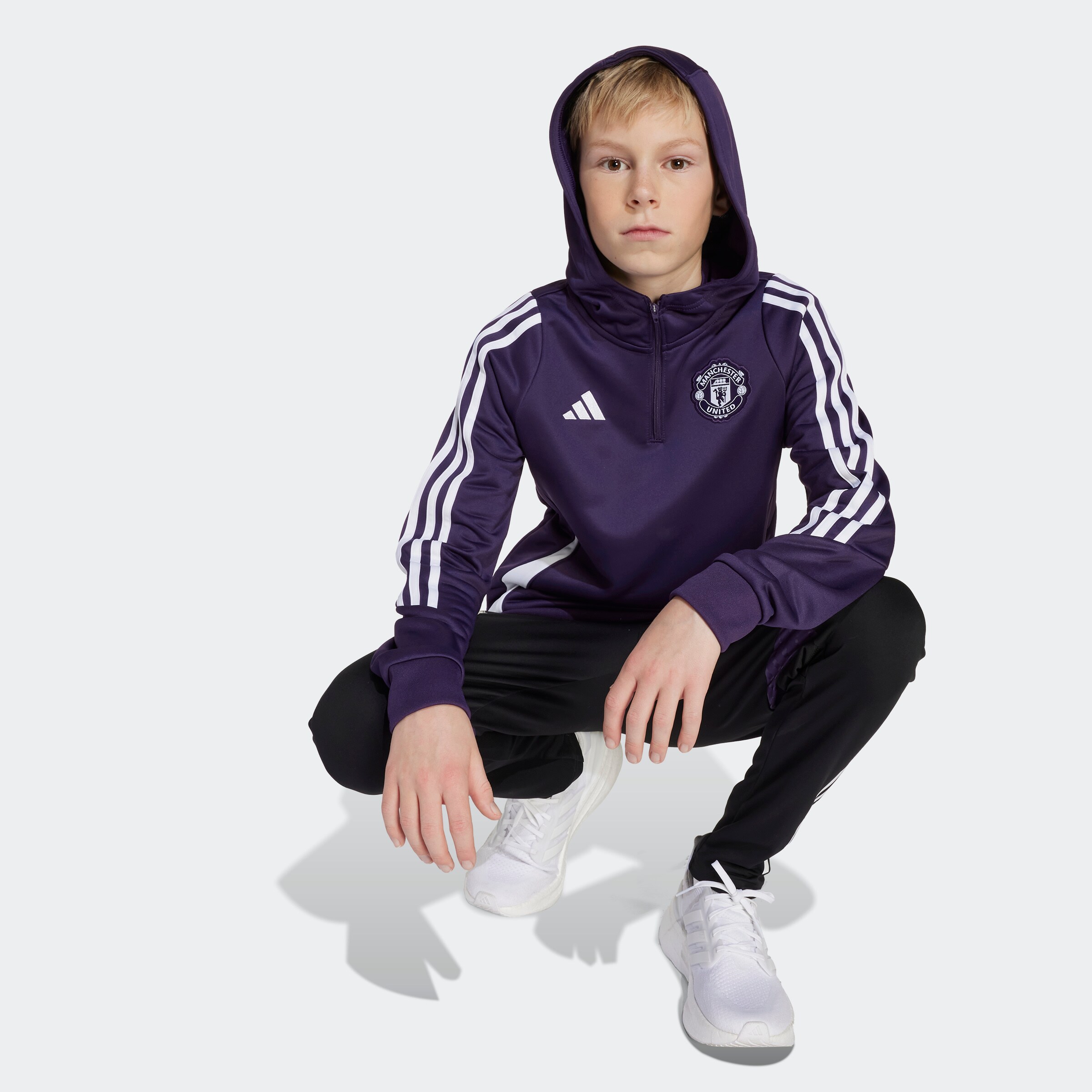 Manchester United Tiro 25 Competition Training Hoodie Kids Violet Détail [4-9]