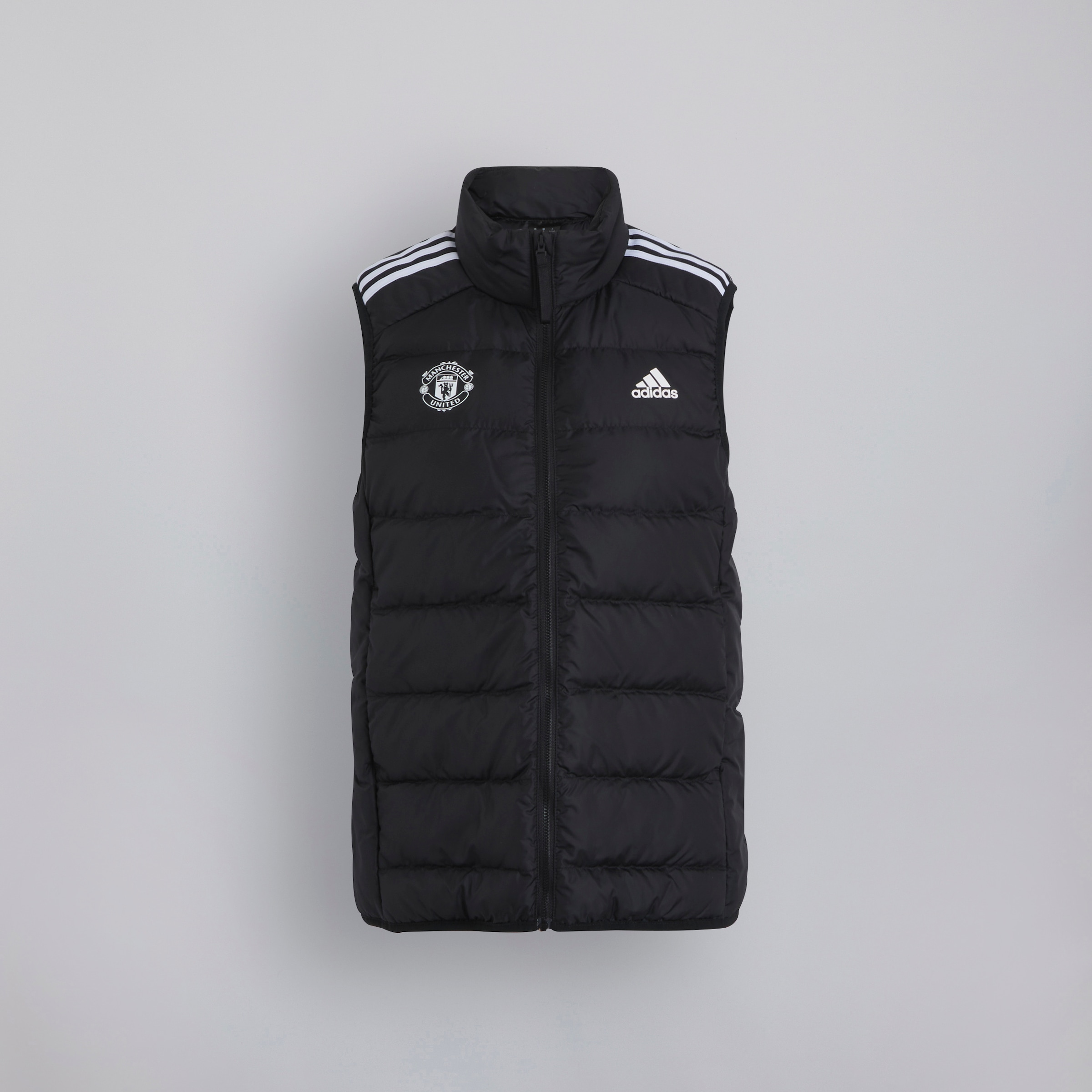 Manchester United x adidas Womens Essentials 3 Stripes Light Down Vest Black