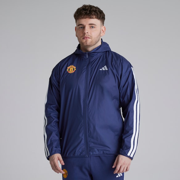 Manchester United x adidas Essentials 3-Stripes Windbreaker Blue Blue