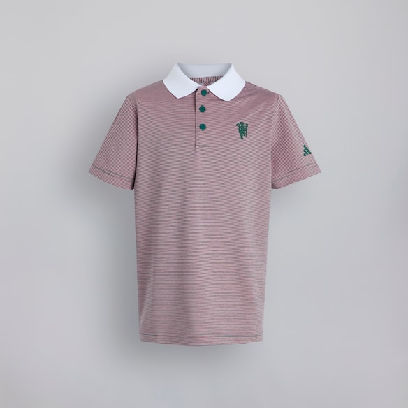 Manchester United x adidas Kids Golf Striped Polo Shirt Green Green