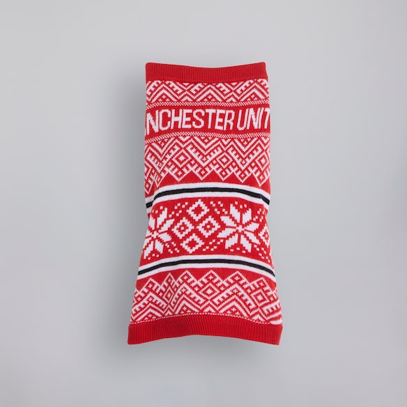 Manchester United Pet Fairisle Christmas Jumper Red Red