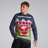 Manchester United Adults Sliding Home For Christmas Jumper Navy