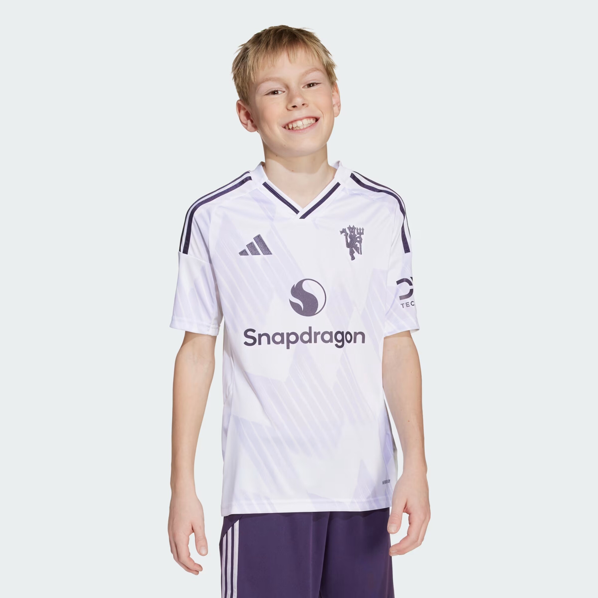 Manchester United 25/26 Away Jersey Kids Blanc Détail [3-7]