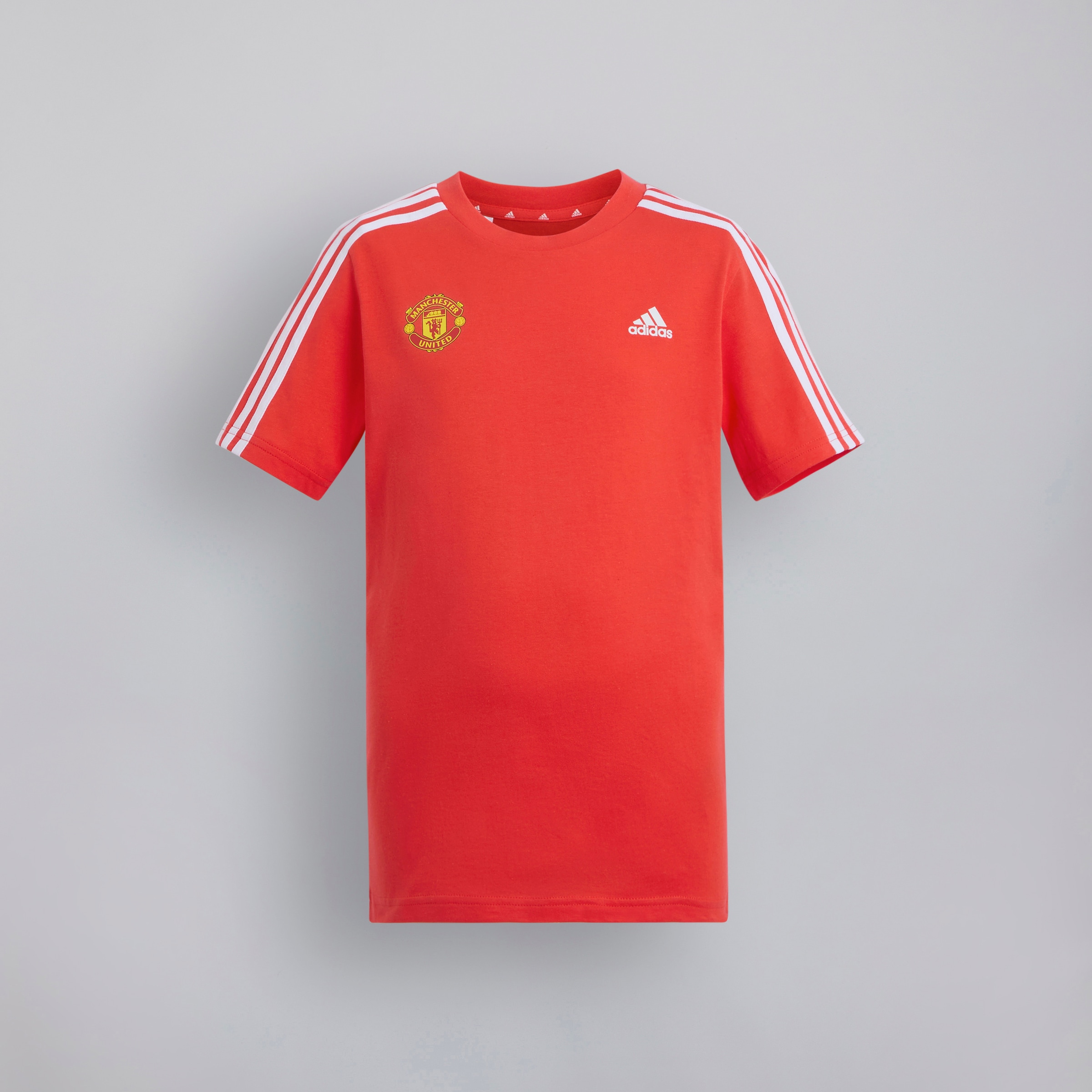 Comprar Camiseta de AlgodA n 3 Stripes Essentials para NiA os Manchester United x adidas Roja Tienda de Manchester United