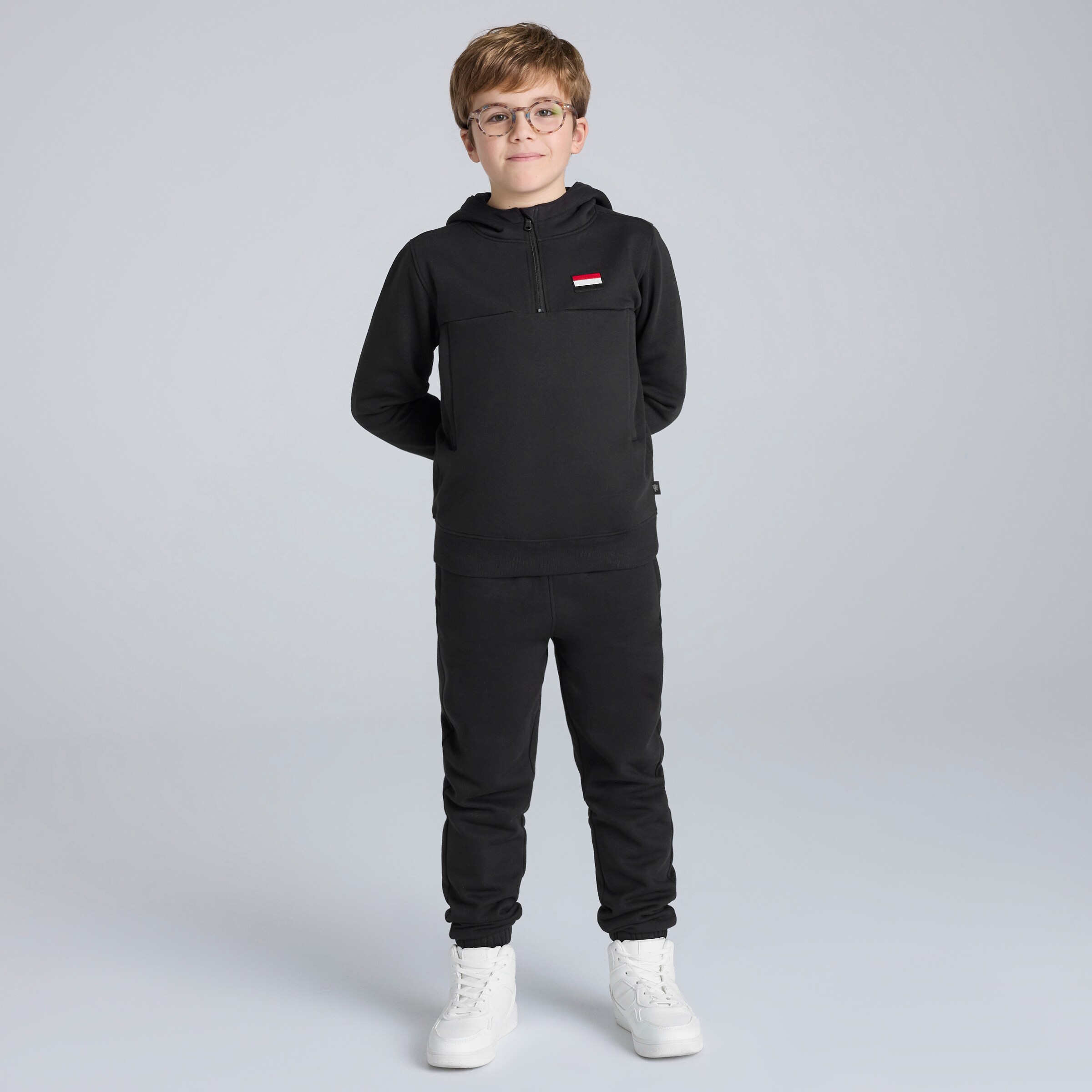 Manchester United Kids Quarter Zip Hoodie Black Black Detail [3-6]