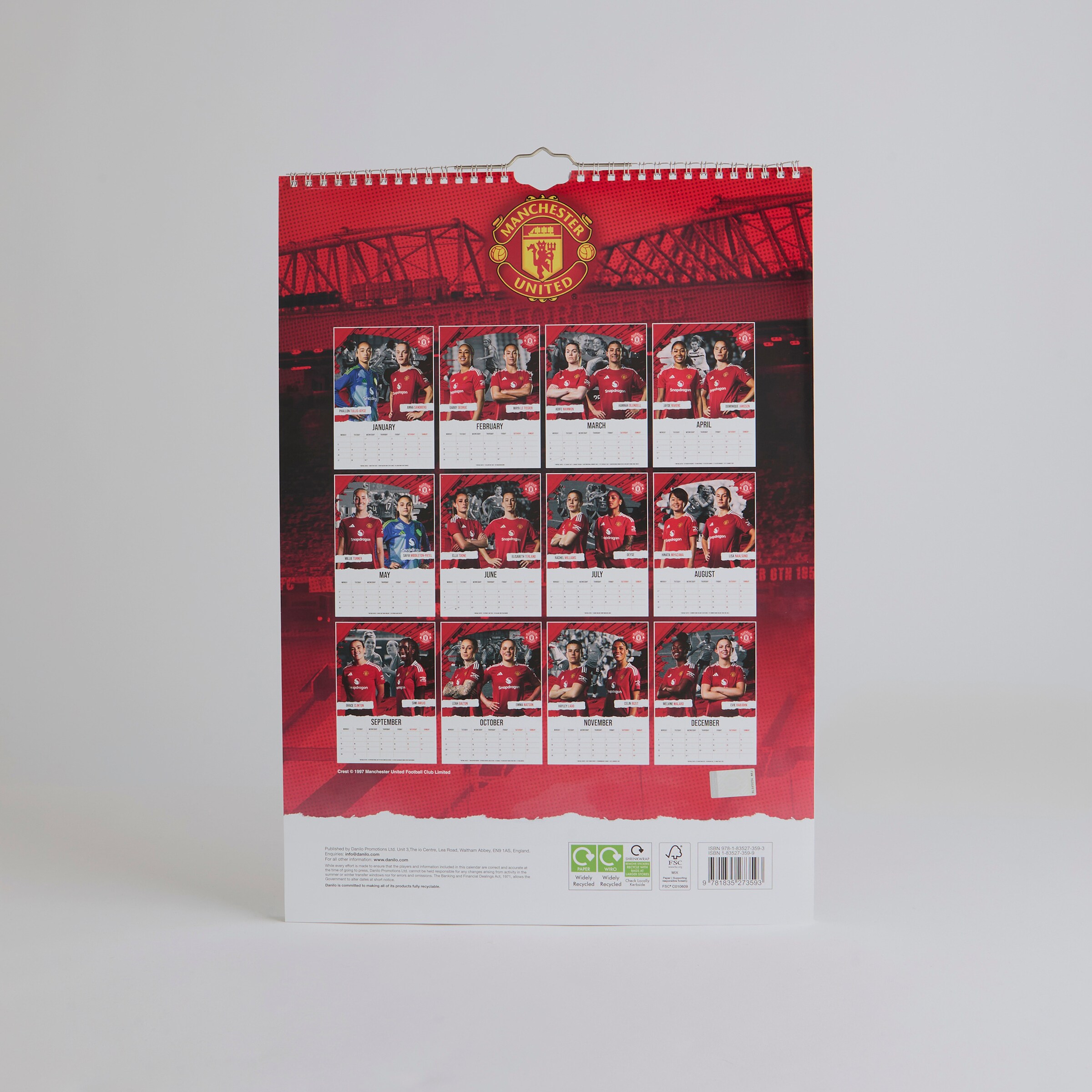 Manchester United 2025 A3 Core Womens Player Calendar Red Red Detail [2-4]