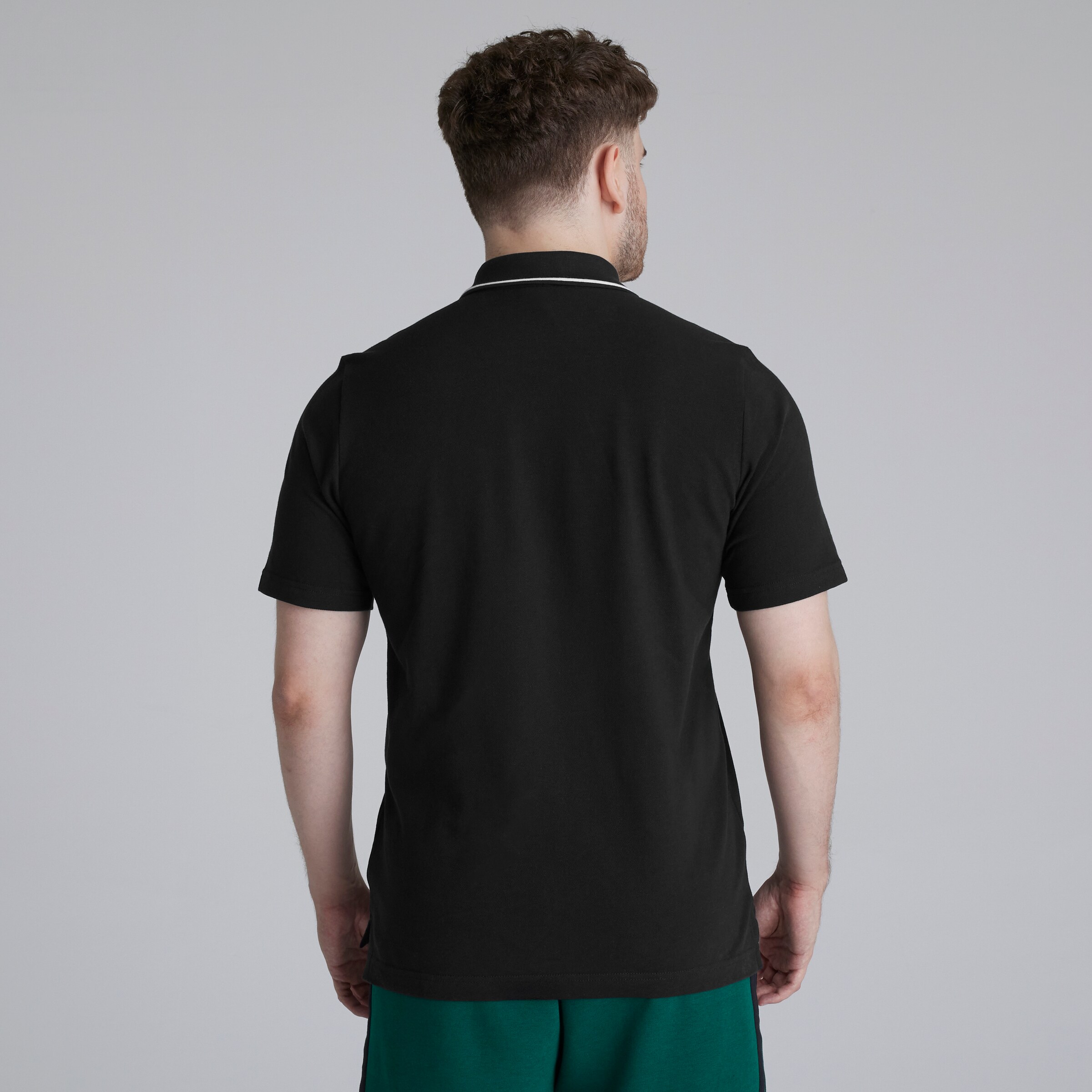 Manchester United x adidas Essentials Pique Polo Shirt Black Black Detail [2-4]
