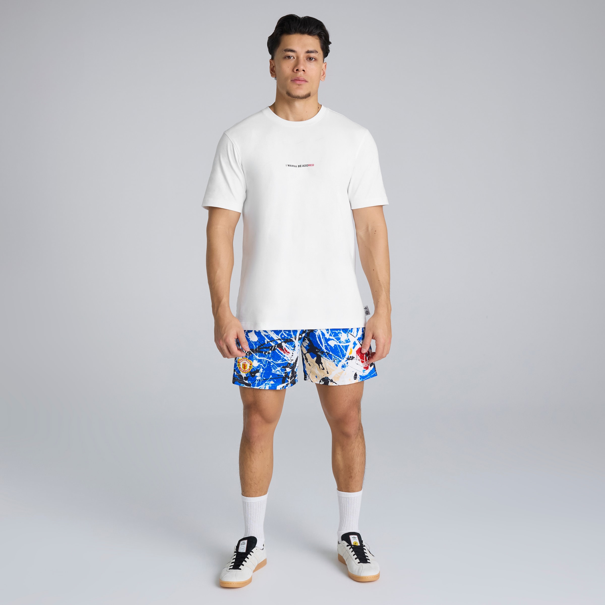 Manchester United x adidas Stone Roses Shorts Blue Multi Detail [3-7]