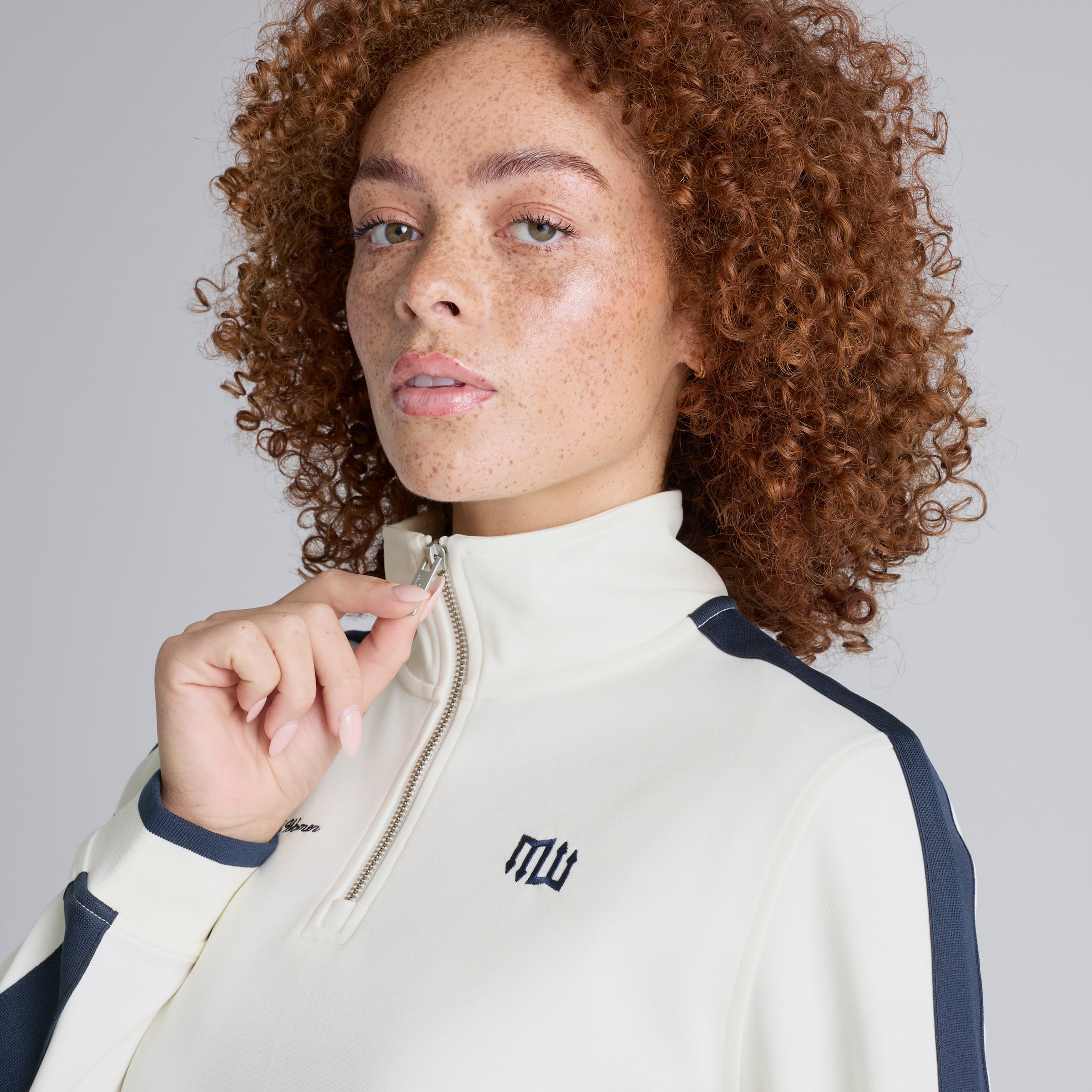 Manchester United Quarter Zip Womens Jacket White Weiss Detail [4-5]