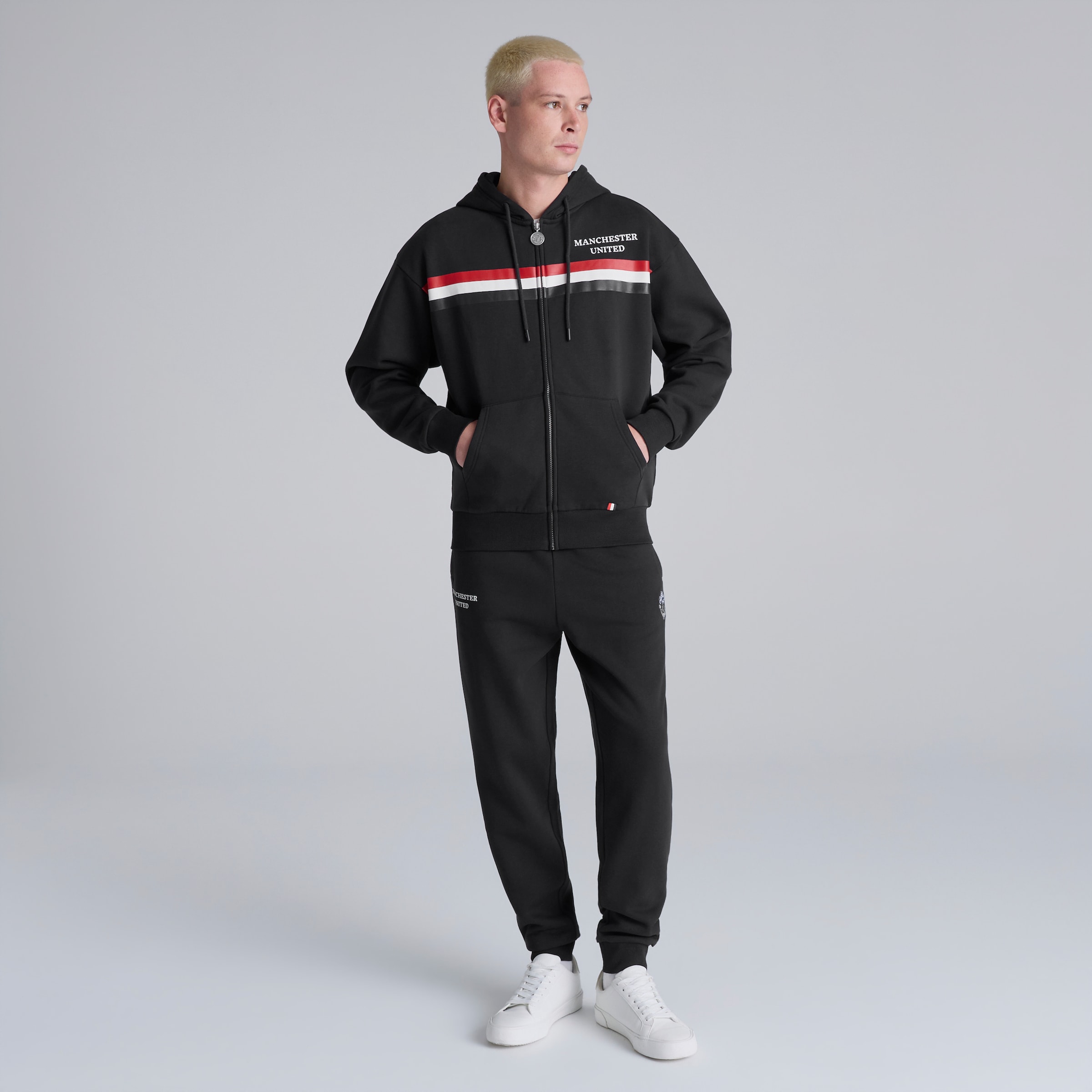 Manchester United Club Colours Full Zip Hoodie Black Noir Détail [3-6]