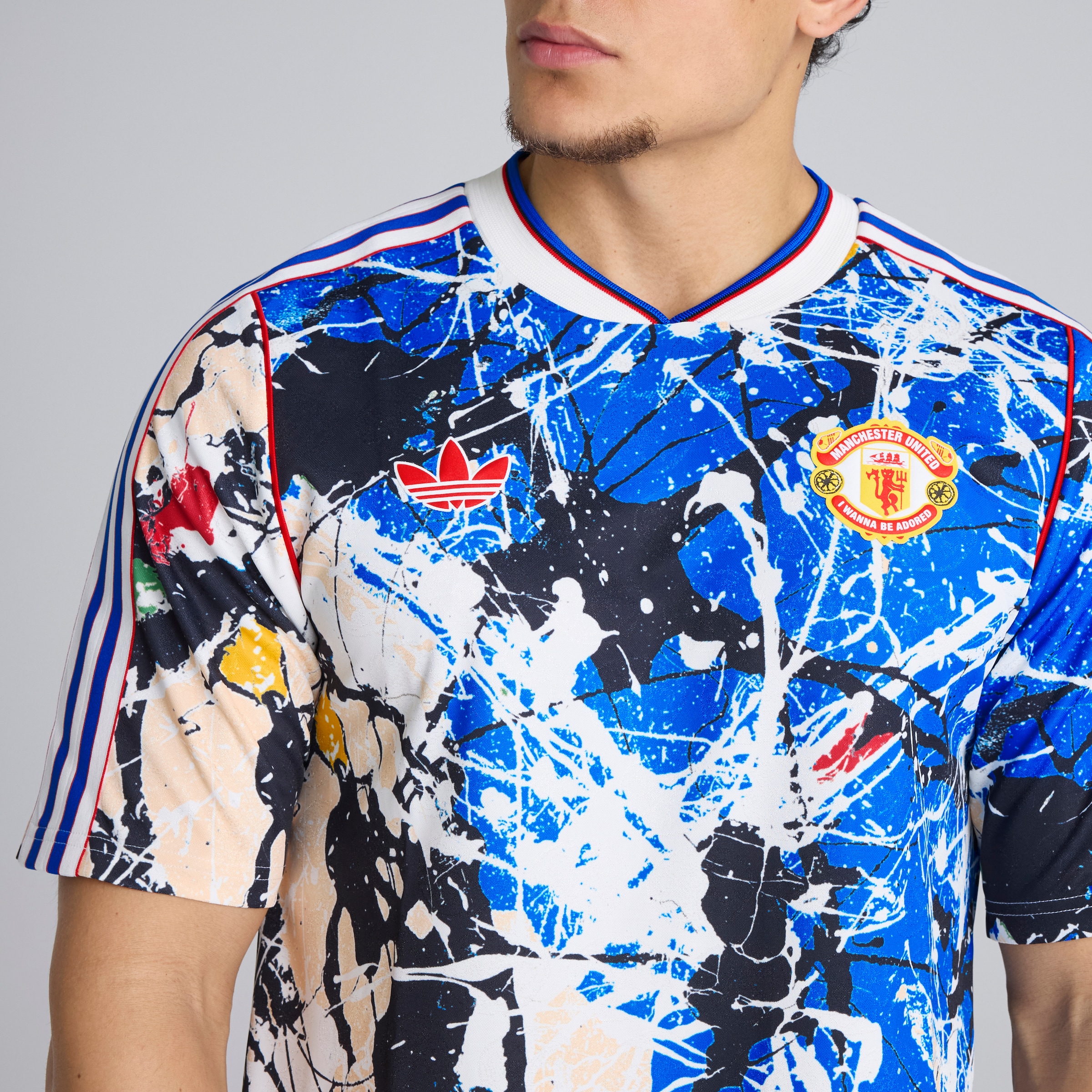 Manchester United x adidas Stone Roses Jersey Blue Multi Detail [4-7]