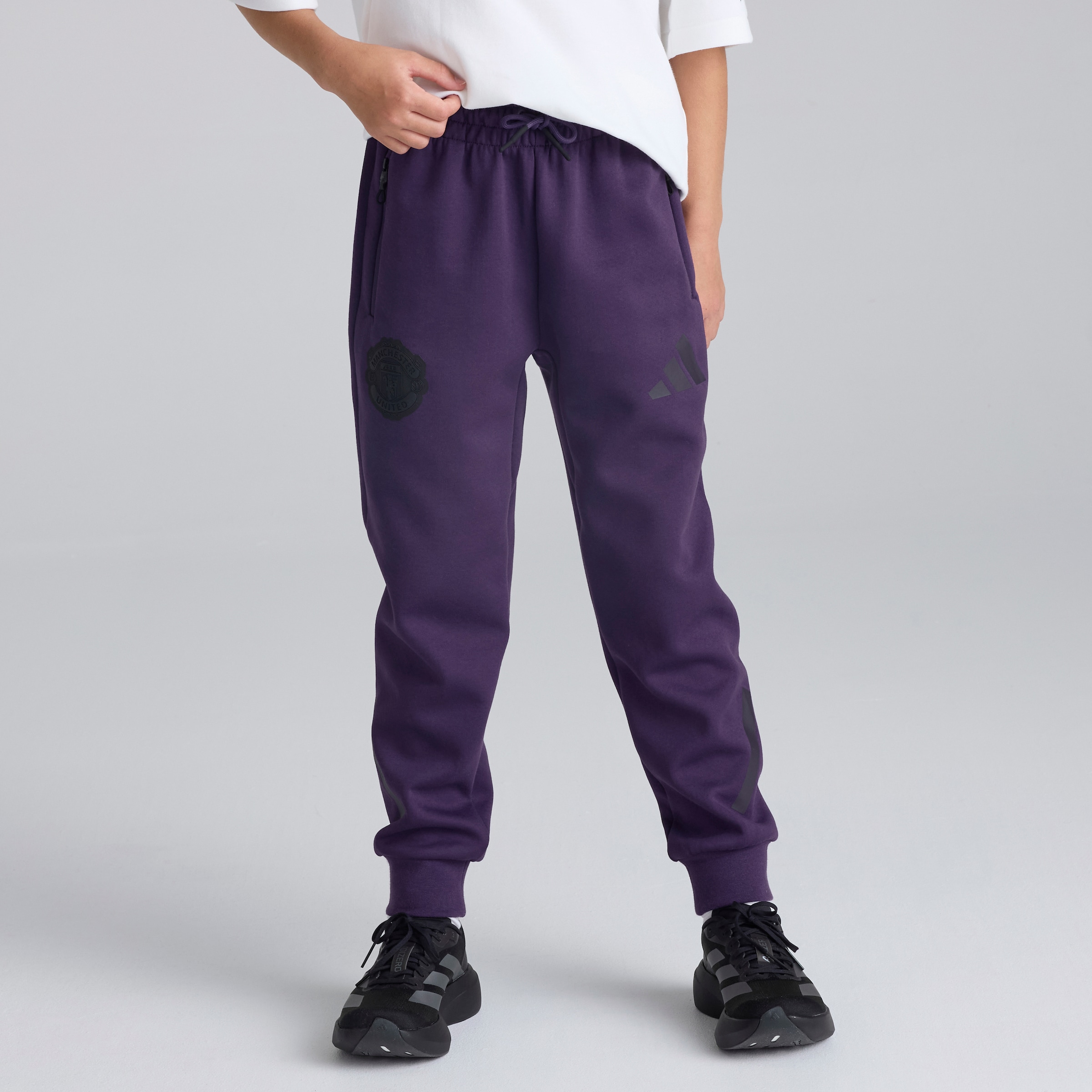 Manchester United x adidas Kids Z.N.E. Tapered Tracksuit Bottoms Purple Purple